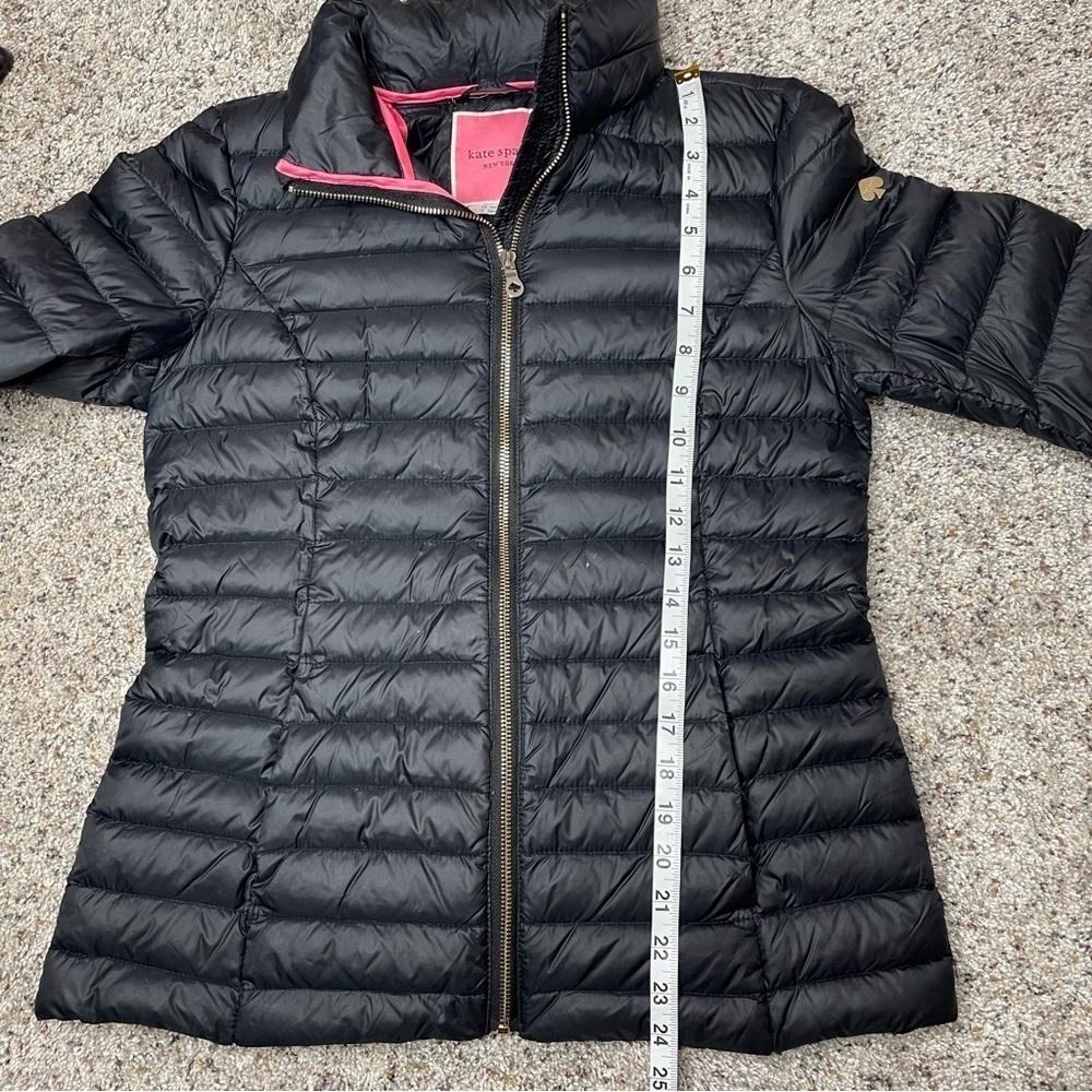 Kate Spade Packable Puffer Jacket Duck Down Feathers Black Pink Extra Small XS - Picture 12 of 13